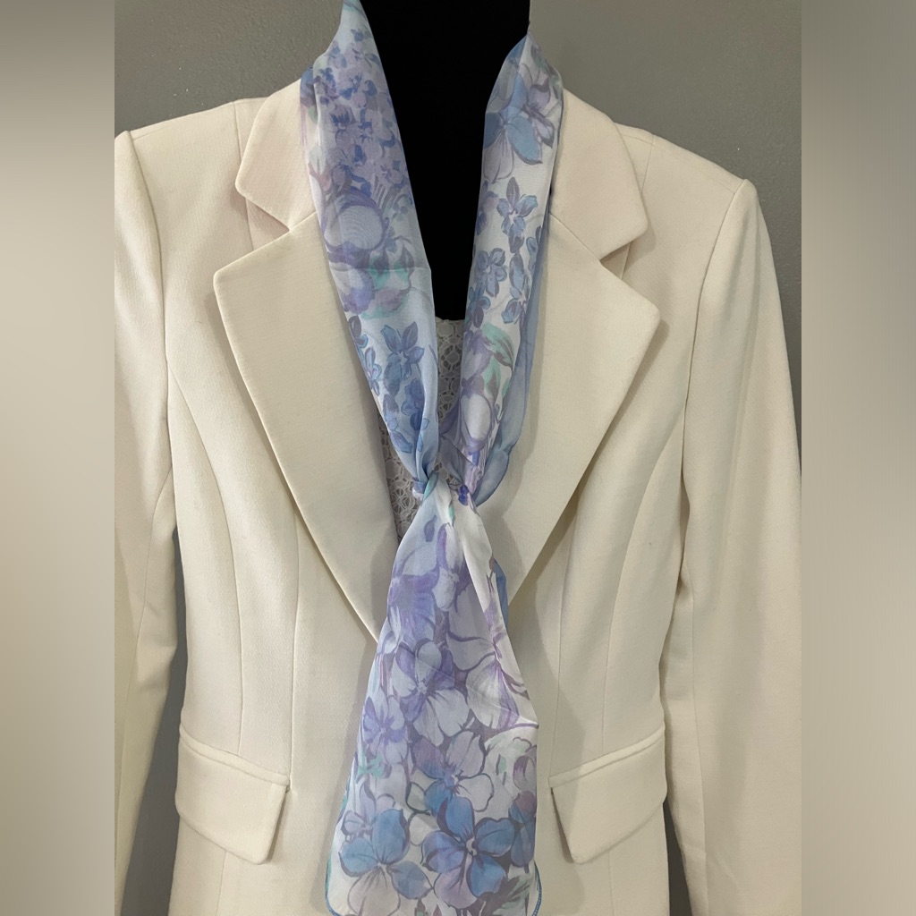 100 Silk Scarf Blue Floral 100 Silk Scarf Blue Floral